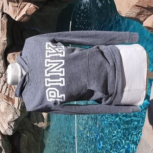 Pink Victoria's Secret gray logo hoodie sweatshirt extra small